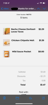 Consumer Review - Food Safety Taco Bell, 1221 East 9 Mile Road, Hazel Park, MI, USA Today, This I believe  I ordered a chipotle ch... photo #1