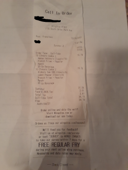 Consumer Review - Food Safety Wingstop, South 1300 East, Salt Lake City, UT, USA Monday December 20th at 12 AM, My coworker and I... photo #2
