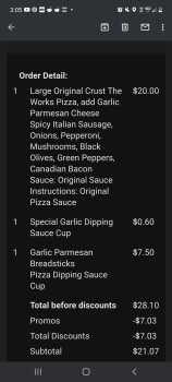 Consumer Review - Food Safety Papa John's Pizza, South Central Avenue, Fairborn, OH, USA I got a large pizza and breadsticks for m... photo #3