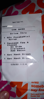 Consumer Review - Food Safety Dunkin', Detroit Avenue, Lakewood, OH, USA Got mini pancakes, Hashbrowns, and the strawberry dragonf... photo #2