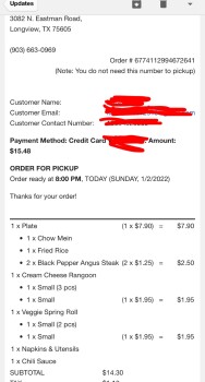 消费者评论 - 食品安全 Panda Express, North Eastman Road, Longview, TX, USA Picked my food up at 8:20 pm 1/2/2022 from ther... 照片 #2