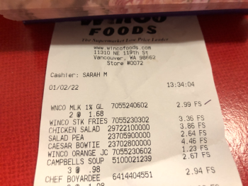 Consumer Review - Food Safety WinCo Foods, Northeast 119th Street, Vancouver, WA, USA I’m not sure  One person with chills, consti... photo #3