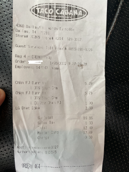 消费者评论 - 食品安全 Taco Cabana, Dallas Fort Worth Turnpike, Dallas, TX, USA My girlfriend and I bought 2 chicken fajita... 照片 #2