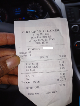 Avaliação do consumidor - Segurança alimentar Church's Chicken, Riverdale Road, Riverdale, GA, USA 2/4/22,  Immediately got sick
 Purchased Coke... foto #2