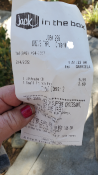 Consumer Review - Food Safety Jack in the Box, South Coast Highway, Laguna Beach, CA, USA 9:51 am 2/4/2022, Ultimate cheeseburger... photo #2