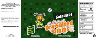 Reclame de Alimentos El Super Leon Saladitos Dry Salted Plums - recalled due to lead contamination El Super Leon Ponchin... foto #2