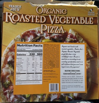 Consumer Review - Food Safety Trader Joe's, Orange Street, Redlands, CA, USA Feb. 4, 2022,  USDA Organic, frozen Vegetable Pizza I... photo #3
