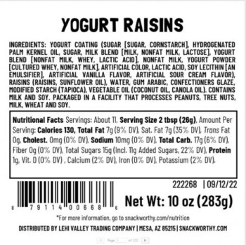 Food Recall Lehi Valley Trading Company Yogurt Raisins - recalled due to undeclared peanuts In cooperation with... photo #2