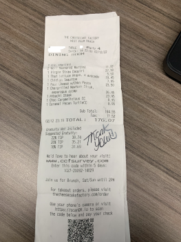 Consumer Review - Food Safety The Cheesecake Factory, 701 S Rosemary Ave, West Palm Beach, FL 33401, United States Shiitake Mushro... photo #2