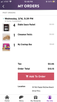 Consumer Review - Food Safety Taco Bell, Papipi Road, Ewa Beach, HI, USA Had a leftover quesadilla that has been in the fridge aft... photo #1