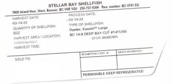 Food Recall Stellar Bay Shellfish Oysters - recalled due to norovirus Stellar Bay Shellfish is recalling certain... photo #3