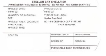 Food Recall Stellar Bay Shellfish Oysters - recalled due to norovirus Stellar Bay Shellfish is recalling certain... photo #4
