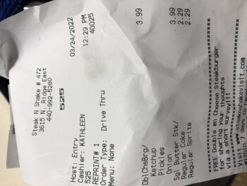 Consumer Review - Food Safety Steak 'n Shake, North Ridge Road East, Ashtabula, OH, USA Yesterday after I got served  there. Both... photo #2