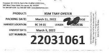 Food Recall Pacific Rim Shellfish (2003) Corp Oysters - recalled due to Norovirus Pacific Rim Shellfish (2003) C... photo #1