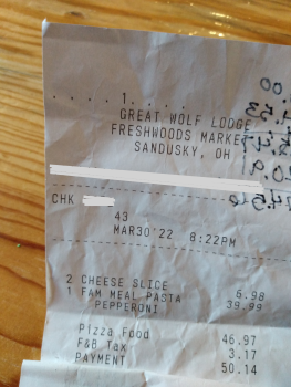 Consumer Review - Food Safety Great Wolf Lodge Water Park | Sandusky, Milan Road, Sandusky, OH, USA Took family to stay for 3 nigh... photo #2