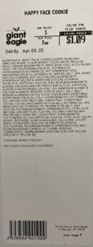 Food Recall Happy Face Cookies by Giant Eagle Inc. - recalled due to undeclared milk Giant Eagle, Inc. has issue... photo #2