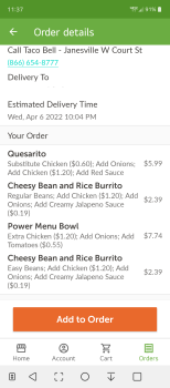 Consumer Review - Food Safety Taco Bell, 2525 W Court St, Janesville, WI 53548, USA Everything I ordered had only chicken, no beef... photo #2