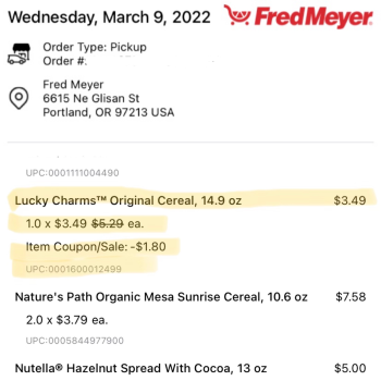 Consumer Review - Food Safety Fred Meyer, Northeast Glisan Street, Portland, OR, USA Lucky Charms cereal We purchased the box Marc... photo #4
