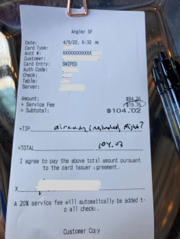 Verbraucherbewertung – Lebensmittelsicherheit Angler, The Embarcadero, San Francisco, CA, USA 4/9/22, Restaurant did not communicate allergy to sc... Foto #2