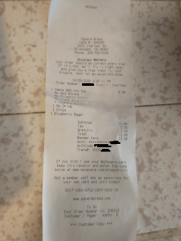 Consumer Review - Food Safety Panera Bread, Claribel Road, Riverbank, CA, USA Yesterday evening, I bought a BBQ chicken sandwich,... photo #2