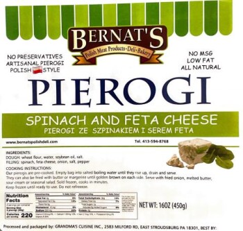 Food Recall Grandma’s Cuisine Cheese-filled Pierogis  - recalled due to undeclared milk Dymski Pierogies dba Gra... photo #2