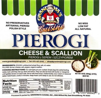 Food Recall Grandma’s Cuisine Cheese-filled Pierogis  - recalled due to undeclared milk Dymski Pierogies dba Gra... photo #12