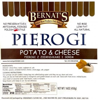 Food Recall Grandma’s Cuisine Cheese-filled Pierogis  - recalled due to undeclared milk Dymski Pierogies dba Gra... photo #1