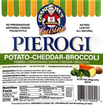 Food Recall Grandma’s Cuisine Cheese-filled Pierogis  - recalled due to undeclared milk Dymski Pierogies dba Gra... photo #13