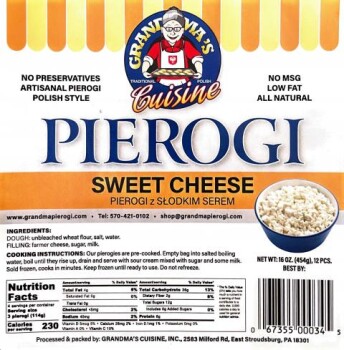 Food Recall Grandma’s Cuisine Cheese-filled Pierogis  - recalled due to undeclared milk Dymski Pierogies dba Gra... photo #18