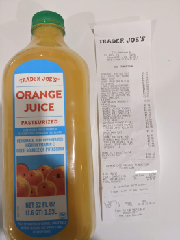 Consumer Review - Food Safety Trader Joe's, 2310 Homestead Road, Los Altos, Santa Clara, CA, USA Bought Orange Juice (pasteurized)... photo #2
