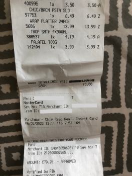Consumer Review - Food Safety Costco, Avonmouth, Bristol, UK Mixed pack of wraps including chicken. Bought on the Friday kept refr... photo #1