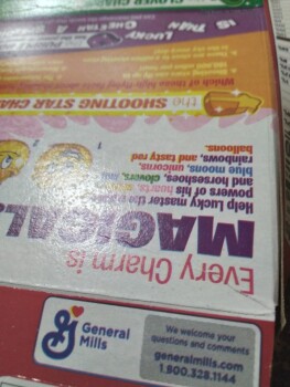 Verbraucherbewertung – Lebensmittelsicherheit Lucky charms, Kroger John MD, Jewelers Park Drive, Neenah, WI, USA The past 3 days due to Lucky char... Foto #2