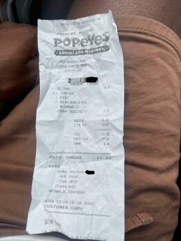 Consumer Review - Food Safety Popeyes Louisiana Kitchen, 4750 Jonesboro Road, Union City, GA, USA Threw up 3 minutes after eating photo #3