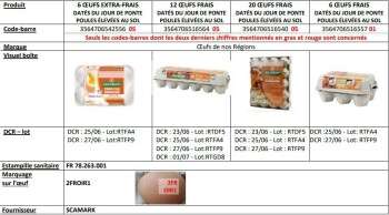 Food Recall OEUFS DE NOS REGIONS fresh eggs from Free-Range Hens - recalled due to Salmonella Rappel Conso annou... photo #2