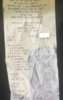 Reseña del consumidor - Seguridad alimentaria Fish Sandwich, McDonald's, Airport Boulevard, Pensacola, FL, USA On Tuesday around 9 pm I ordered a... foto #2