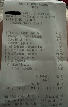 消费者评论 - 食品安全 The Cheesecake Factory, East 71st Street South, Tulsa, OK, USA 7/1/2022, My daughter had a food alle... 照片 #3