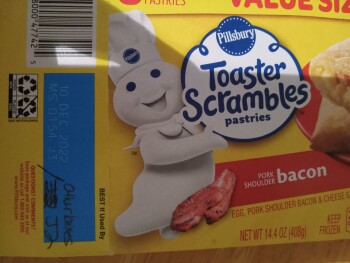 Consumer Review - Food Safety Amazon Fresh, Rinaldi Street, Porter Ranch, CA, USA 7-6-22, Pillsbury Toaster Scrambles with bacon.T... photo #2