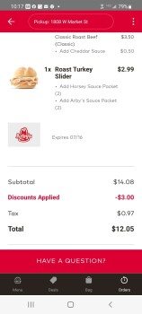 Consumer Review - Food Safety Arby's, West Market Street, Bloomington, IL, USA I purchased 2 roast beef sandwiches (for my husband... photo #1