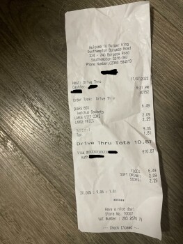 Consumer Review - Food Safety Burger King, Burgess Road, Southampton, UK Hi, 
I had two Royal Chicken and one crispy chicken on 1... photo #2