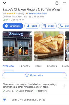 مراجعة المستهلك - سلامة الغذاء Zaxby's Chicken Fingers & Buffalo Wings, 868 Florida 44, Wildwood, FL, USA I had a 6piece chicken st... صورة فوتوغرافية #2