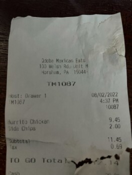 Consumer Review - Food Safety QDOBA Mexican Eats, 100 Welsh Rd, Horsham, PA 19044, USA Severe Pain in my stomach and bloating. Nau... photo #3