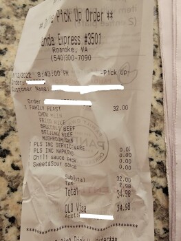 Reseña del consumidor - Seguridad alimentaria Panda Express, Electric Road, Roanoke, VA, USA From here Had A Weird Stomach Ache Out Of No Where. I... foto #2