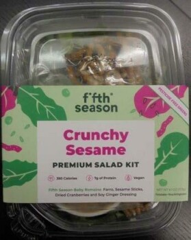 Food Recall Fifth Season Crunchy sesame salad kit - recalled due to undeclared eggs and milk Fifth Season announ... photo #1