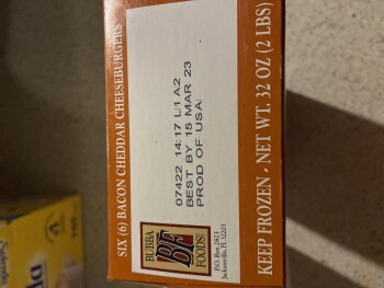 مراجعة المستهلك - سلامة الغذاء Publix, Baymeadows Road, Jacksonville, FL, USA I’ve gotten sick twice from buying bubba burgers baco... صورة فوتوغرافية #2