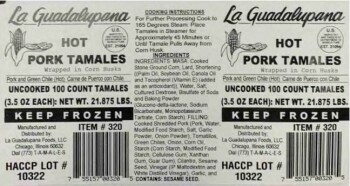Food Recall La Guadalupana Tamales products - Public Health alert due to undeclared allergen The FSIS is issuing... photo #5