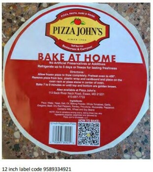 Food Recall Pizza John’s bake at home Pepperoni Pizza - recalled due to production without benefit of Inspection... Foto #2