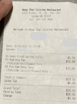 Consumer Review - Food Safety Hong Thai Restaurant, Rickey Street Southeast, Salem, OR, USA Went to this location to try their foo... photo #3