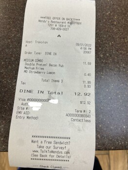 Consumer Review - Food Safety Wendy's, 183rd Street, Tinley Park, IL, USA eating the hamburger i have the receipt. It happened on... photo #2