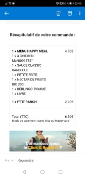 Consumer Review - Food Safety McDonald's, 80480 Amiens, France (frites nuggets et wrap poulet) mangés vers 16h

09/05 mettre à j... photo #2