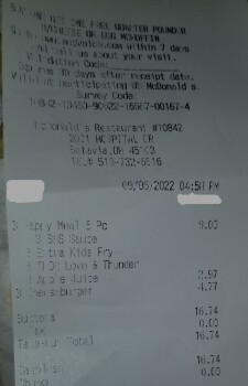 Consumer Review - Food Safety McDonald's, Hospital Drive, Batavia, OH, USA Today around 6:45pm, My husband bought three happy meal... photo #2